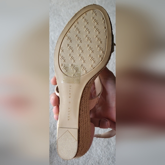 Kelly & Katie Espadrille Wedge Blush Pink & Tan Cheribeth Sandals Size 8.5 - Picture 8 of 10
